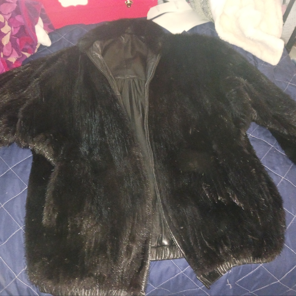Lerners Rabbit fur / Leather reversible jacket medium